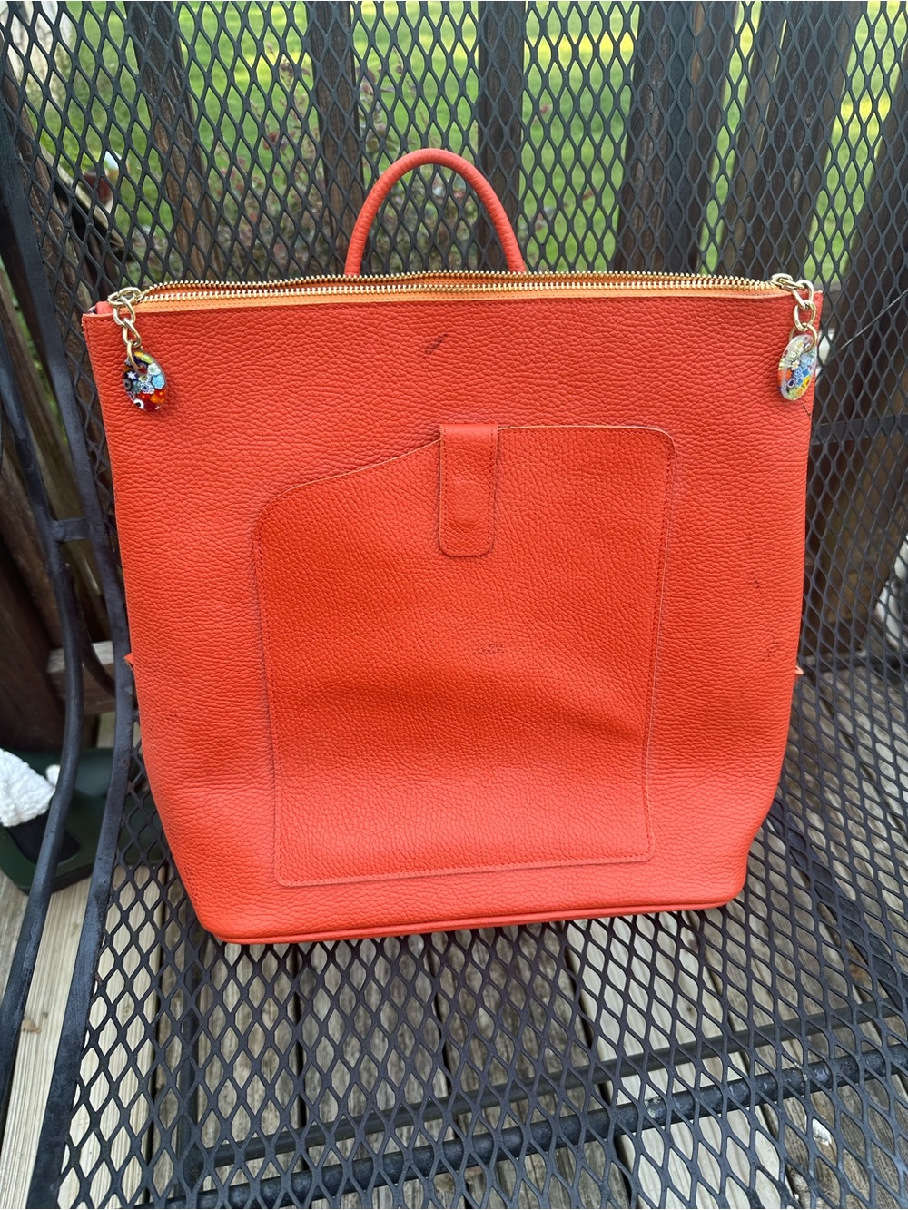 Terrida Women’s Orange Leather Tote Bag